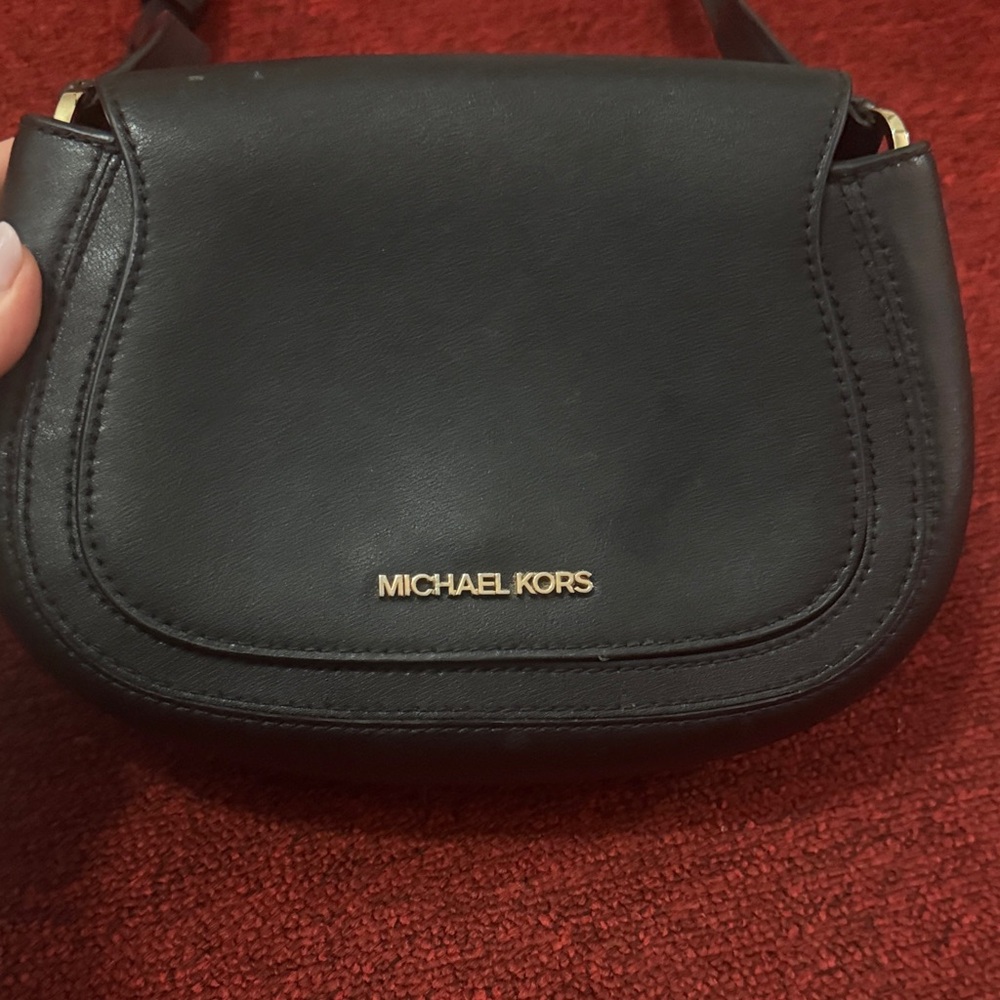 Michael Kors Black Crossbody Bag with Gold Accents